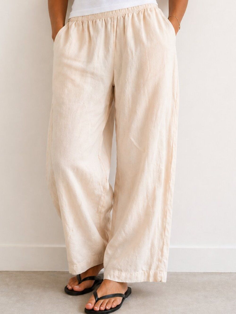 Hot Cotton Light pink Womens Size X-Large 100% Linen Pull on Lagenlook Pants